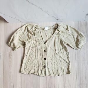 Harper Light Olive Button-Up Blouse